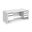 Contract 25 straight desk with 2 and 3 drawer graphite pedestals and panel leg 1800mm x 800mm - white