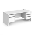 Contract 25 straight desk with 2 and 3 drawer silver pedestals and panel leg 1800mm x 800mm - white