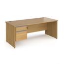 Contract 25 straight desk with 2 drawer silver pedestal and panel leg 1800mm x 800mm - oak