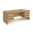 Contract 25 straight desk with 3 and 3 drawer graphite pedestals and panel leg 1800mm x 800mm - oak