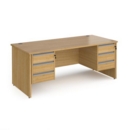 Contract 25 straight desk with 3 and 3 drawer silver pedestals and panel leg 1800mm x 800mm - oak