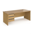 Contract 25 straight desk with 3 drawer graphite pedestal and panel leg 1800mm x 800mm - oak