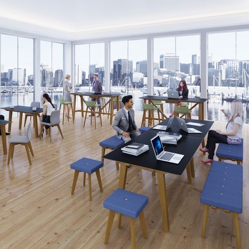 Crew rectangular table 2000mm x 1000mm with oak leg frame and mdf top with chamfered edges - made to order