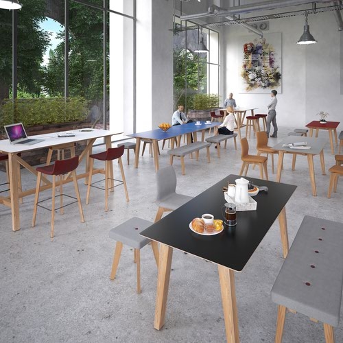 Crew rectangular table 2000mm x 1000mm with oak leg frame and mdf top with chamfered edges - made to order