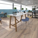 Crew poseur table 1600mm x 800mm with oak leg frame and mdf top with chamfered edges - made to order