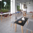 Crew poseur table 2000mm x 1000mm with oak leg frame and mdf top with chamfered edges - made to order