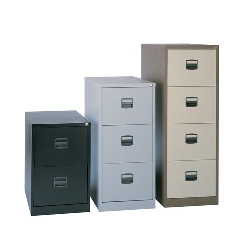 Steel 2 drawer contract filing cabinet 711mm high - coffee/cream