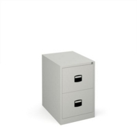 Steel 2 drawer contract filing cabinet 711mm high - goose grey