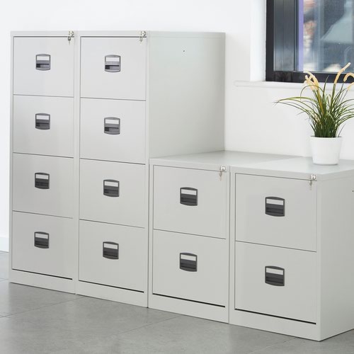 Steel 2 drawer contract filing cabinet 711mm high - orange