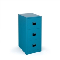 Steel 3 drawer contract filing cabinet 1016mm high - blue