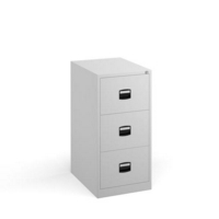 Steel 3 drawer contract filing cabinet 1016mm high - white
