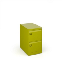 Steel 2 drawer executive filing cabinet 711mm high - green