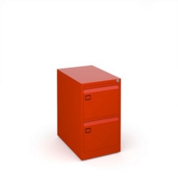 Steel 2 drawer executive filing cabinet 711mm high - red
