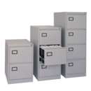 Steel 2 drawer executive filing cabinet 711mm high - red