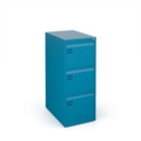 Steel 3 drawer executive filing cabinet 1016mm high - blue
