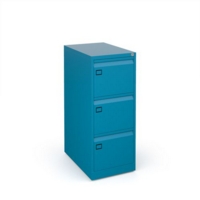 Steel 3 drawer executive filing cabinet 1016mm high - blue