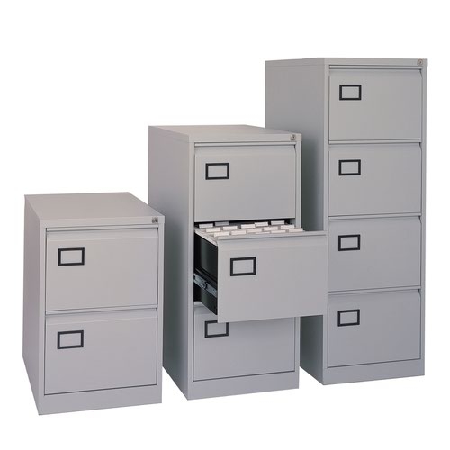 Steel 3 drawer executive filing cabinet 1016mm high - coffee/cream