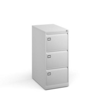 Steel 3 drawer executive filing cabinet 1016mm high - white