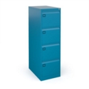 Steel 4 drawer executive filing cabinet 1321mm high - blue