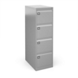 Steel 4 drawer executive filing cabinet 1321mm high - silver