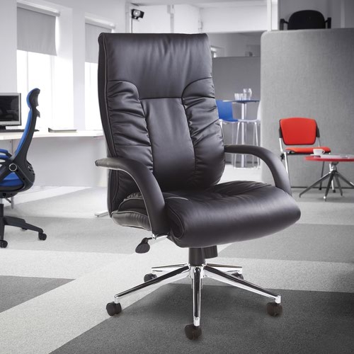 Derby high back executive chair - black faux leather