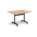 Rectangular deluxe fliptop meeting table with black frame 1200mm x 800mm - beech