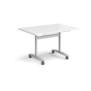 Rectangular deluxe fliptop meeting table with silver frame 1200mm x 800mm - white