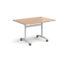 Rectangular deluxe fliptop meeting table with white frame 1200mm x 800mm - beech