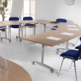 Rectangular deluxe fliptop meeting table with white frame 1200mm x 800mm - beech