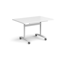 Rectangular deluxe fliptop meeting table with white frame 1200mm x 800mm - white