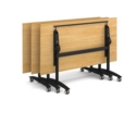 Rectangular deluxe fliptop meeting table with black frame 1600mm x 800mm - oak
