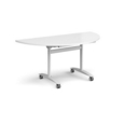 Semi circular deluxe fliptop meeting table with white frame 1600mm x 800mm - white