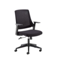 Duffy black mesh back operator chair with black fabric seat and black base