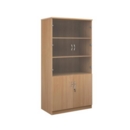 Deluxe combination unit with glass upper doors 2000mm high with 4 shelves - beech