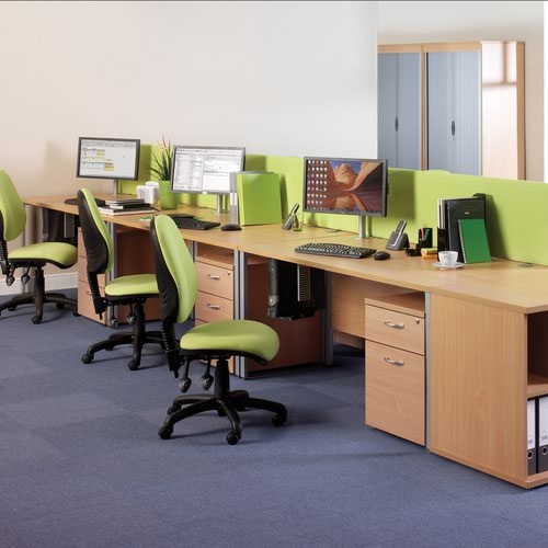 Deluxe desk high bookcase 600mm deep - grey oak