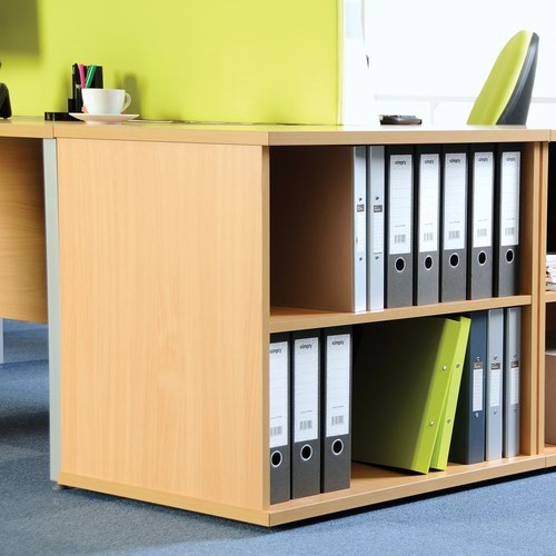 Deluxe desk high bookcase 600mm deep - grey oak