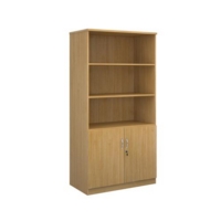 Deluxe combination unit with open top 2000mm high with 4 shelves - oak