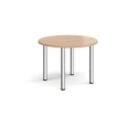 Circular chrome radial leg meeting table 1000mm - beech
