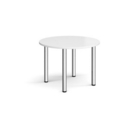 Circular chrome radial leg meeting table 1000mm - white