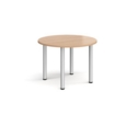 Circular silver radial leg meeting table 1000mm - beech