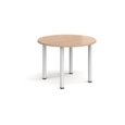 Circular white radial leg meeting table 1000mm - beech