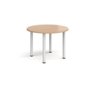 Circular white radial leg meeting table 1000mm - beech