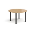 Circular black radial leg meeting table 1200mm - oak
