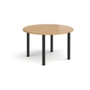 Circular black radial leg meeting table 1200mm - oak