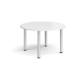 Circular silver radial leg meeting table 1200mm - white