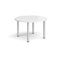 Circular silver radial leg meeting table 1200mm - white