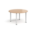 Circular white radial leg meeting table 1200mm - beech
