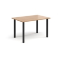 Rectangular black radial leg meeting table 1200mm x 800mm - beech