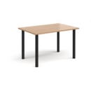 Rectangular black radial leg meeting table 1200mm x 800mm - beech