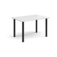 Rectangular black radial leg meeting table 1200mm x 800mm - white